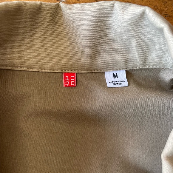 Uniqlo A-line Beige Tan Chino Khaki Jacket Pleated Back Swing Size Medium M - Picture 2 of 5